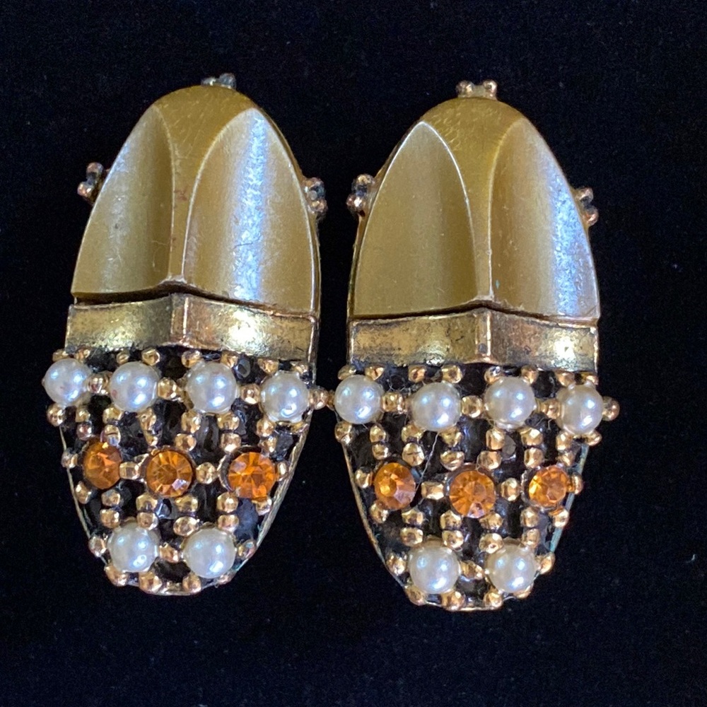 STAR Vintage Thermoset Rhinestone Pearl Earrings